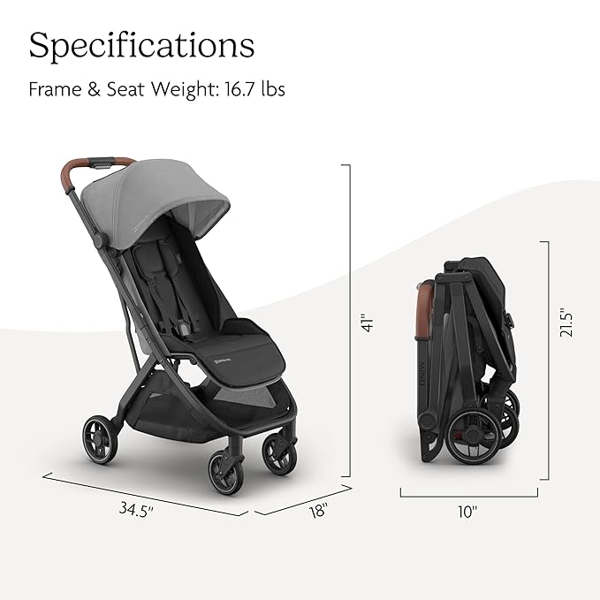Minu V3 Travel Stroller | Charcoal Mélange/Carbon Frame/Saddle Leather