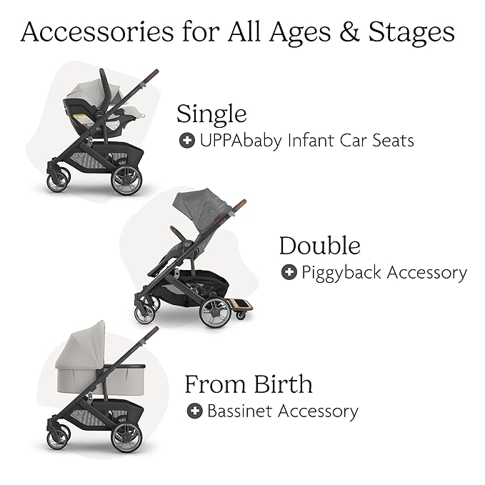 Cruz V3 Stroller | Pearl Gray Jacquard/Carbon Frame/Chestnut Leather