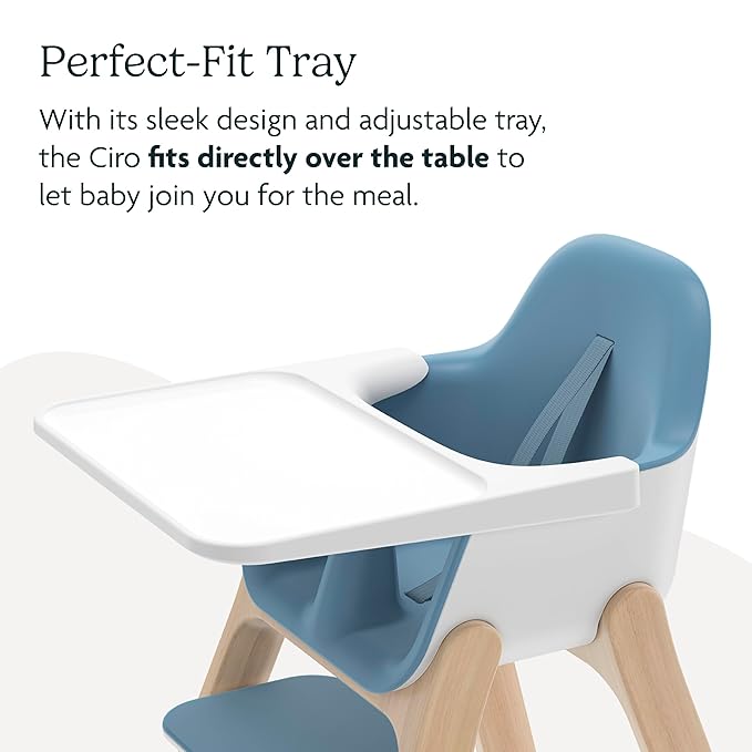 Ciro High Chair | Steel Blue/Rubberwood