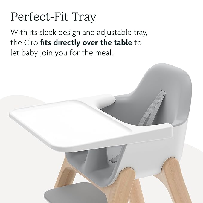 Ciro High Chair | Grey/Rubberwood