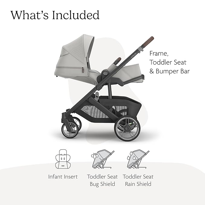 Cruz V3 Stroller | Pearl Gray Jacquard/Carbon Frame/Chestnut Leather