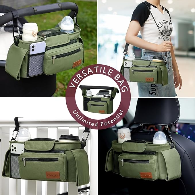Momcozy Universal Stroller Organizer with Insulated Cup Holder