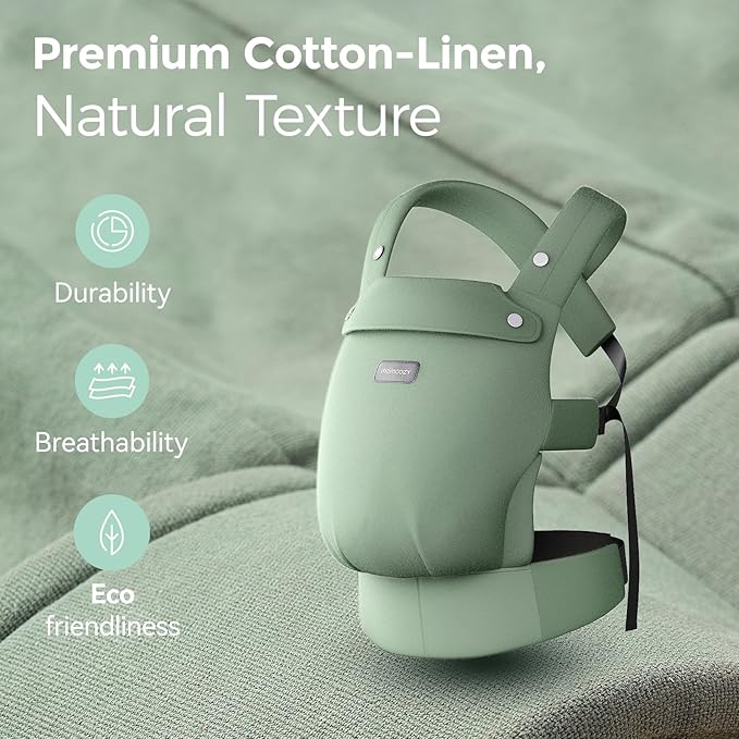 Momcozy Baby Carrier with Natural Cotton Linen Sage Green