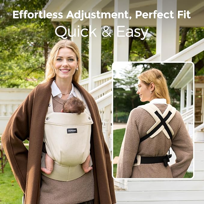Momcozy Baby Carrier with Natural Cotton Linen Light Amber