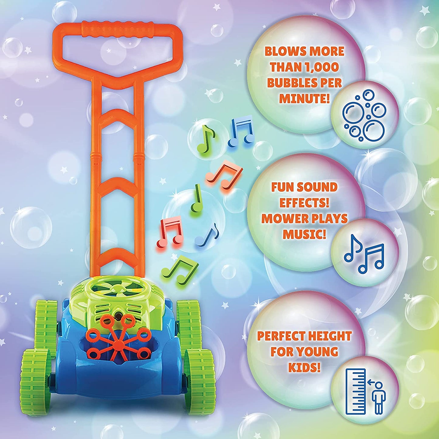 ToyVelt Bubble Lawn Mower for Kids - Automatic Bubble Machine with Music Sounds Best Toys for Toddlers Plus 4 x Bottles of Solution & 4 x Sticks - for Boys & Girls Ages 3 -12 Years Old