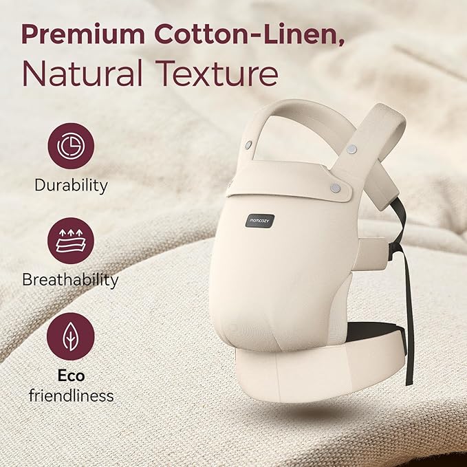 Momcozy Baby Carrier with Natural Cotton Linen Light Amber