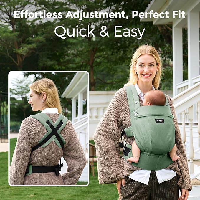Momcozy Baby Carrier with Natural Cotton Linen Sage Green