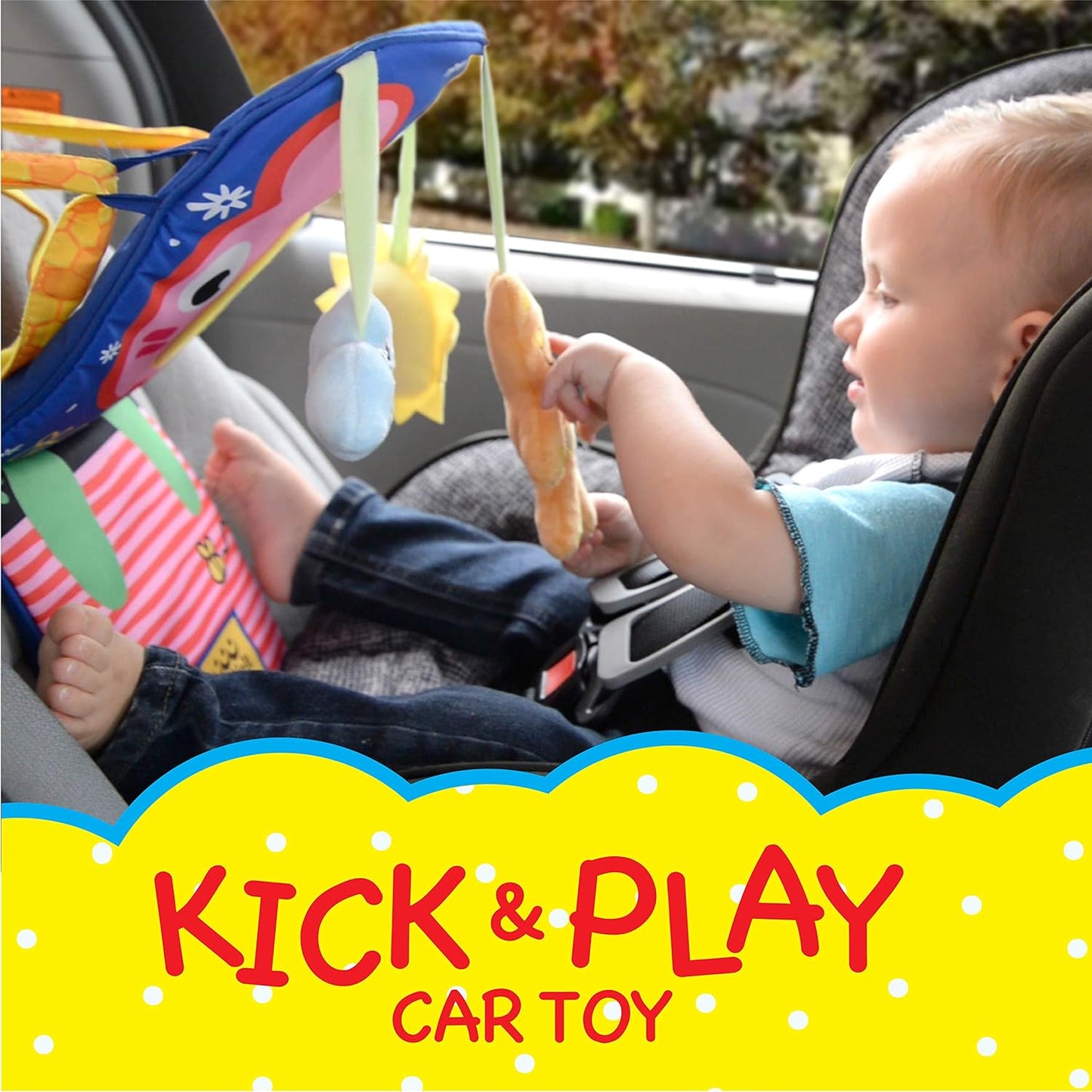 ToyVelt Car Seat Toys for Babies 0-6 Months - Baby Activity Center Baby Car Toy Super Soft, Safe with Music - Great Baby Car Accessories and Baby Trav