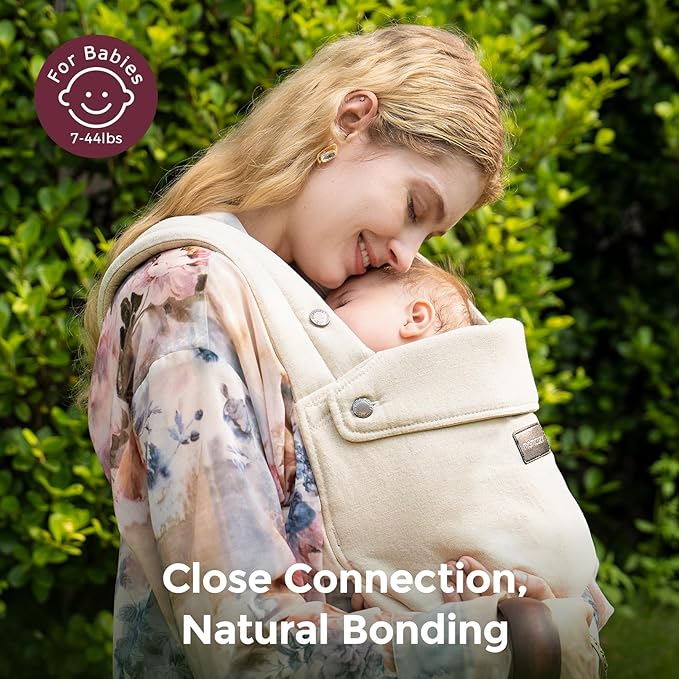 Momcozy Baby Carrier with Natural Cotton Linen Light Amber