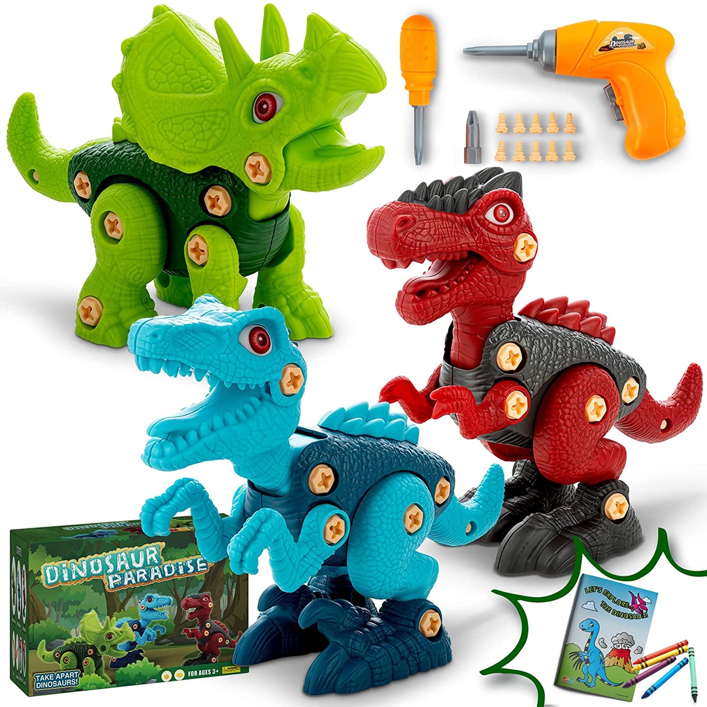 ToyVelt Dinosaur Take Apart Stem Toys for Boys & Girls Age 3 - 12 Years Old