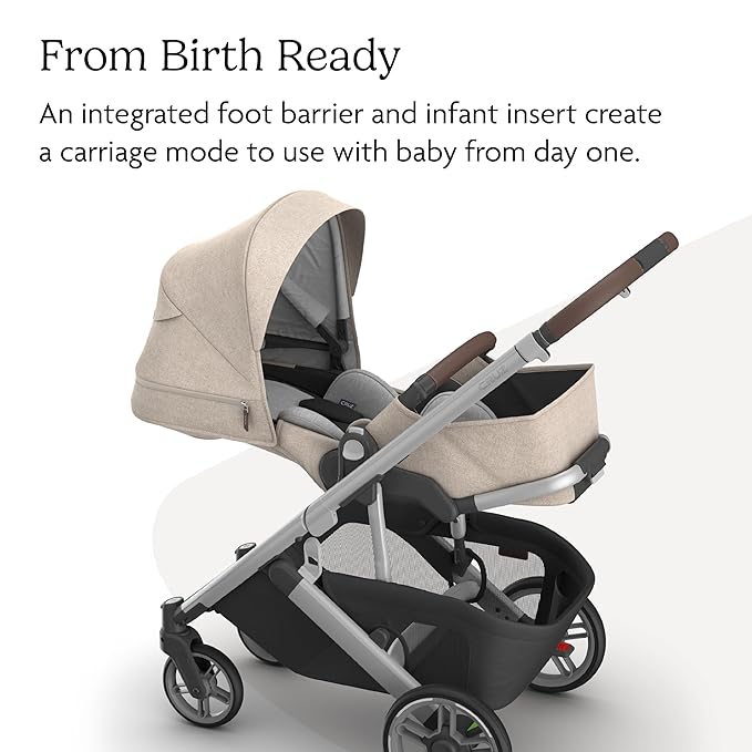 Cruz V3 Stroller | Oat Mélange/Silver Frame/Chestnut Leather