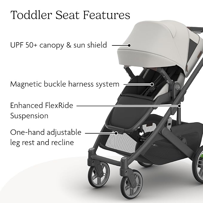 Cruz V3 Stroller | Pearl Gray Jacquard/Carbon Frame/Chestnut Leather