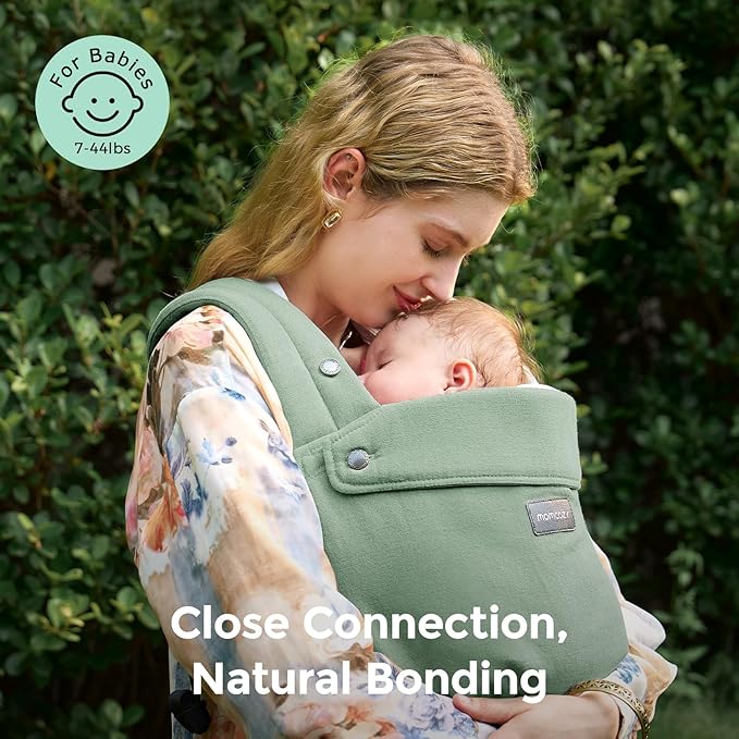 Momcozy Baby Carrier with Natural Cotton Linen Sage Green