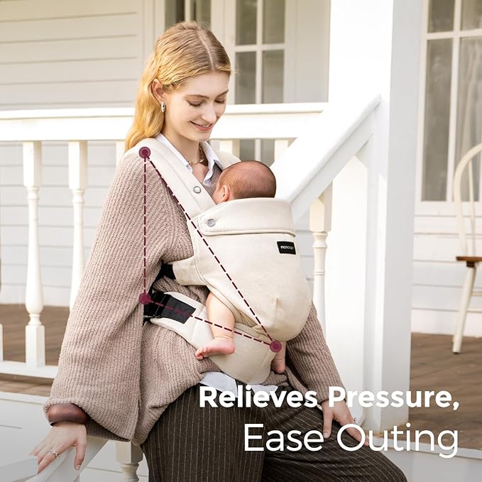 Momcozy Baby Carrier with Natural Cotton Linen Light Amber