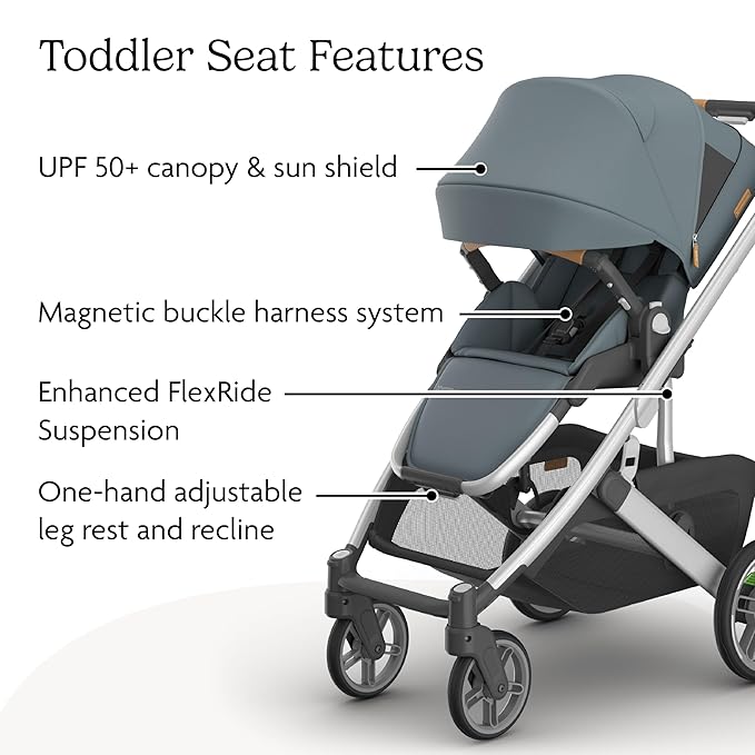 Cruz V3 Stroller | Stone Blue/Silver Frame/Sand Leather