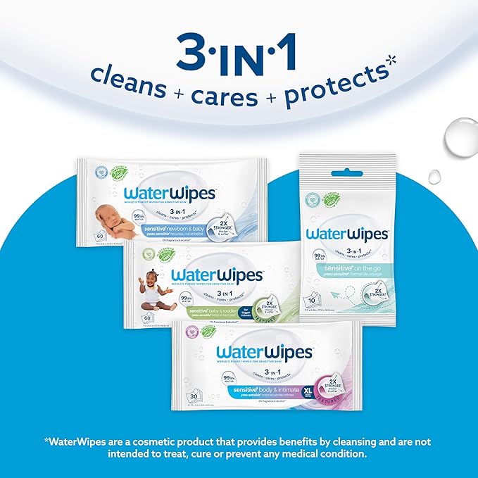 WaterWipes Sensitive+ Newborn & Baby Wipes (12 Packs)