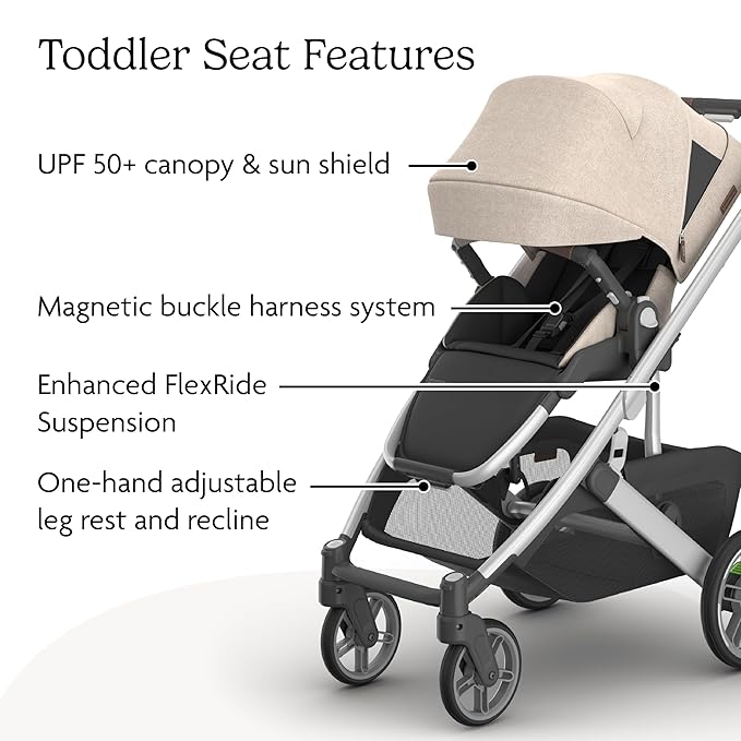 Cruz V3 Stroller | Oat Mélange/Silver Frame/Chestnut Leather