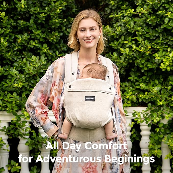 Momcozy Baby Carrier with Natural Cotton Linen Light Amber