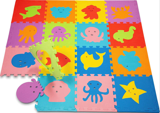 ToyVelt Foam Puzzle Floor Mat for Kids – 12x12 16 Tiles Interlocking Play Mat with Colors, Alphabet, ABC, – Educational Large Puzzle Foam Floor Tiles for Crawling, Exercise, Playroom, Play Area