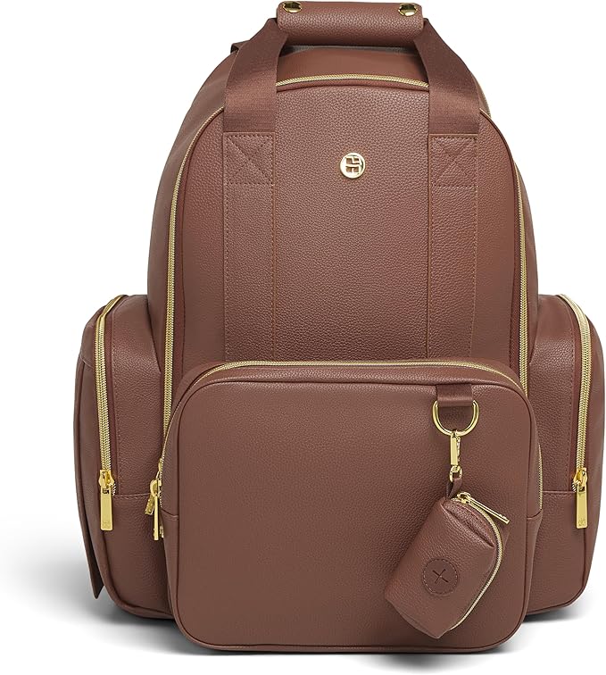 Signature Hug Pack Diaper Backpack, Cognac Leather
