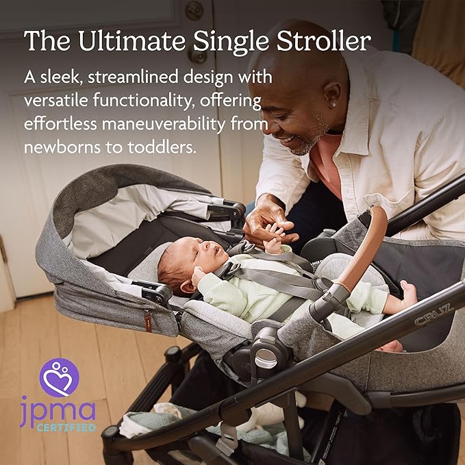 Cruz V3 Stroller | Stone Blue/Silver Frame/Sand Leather