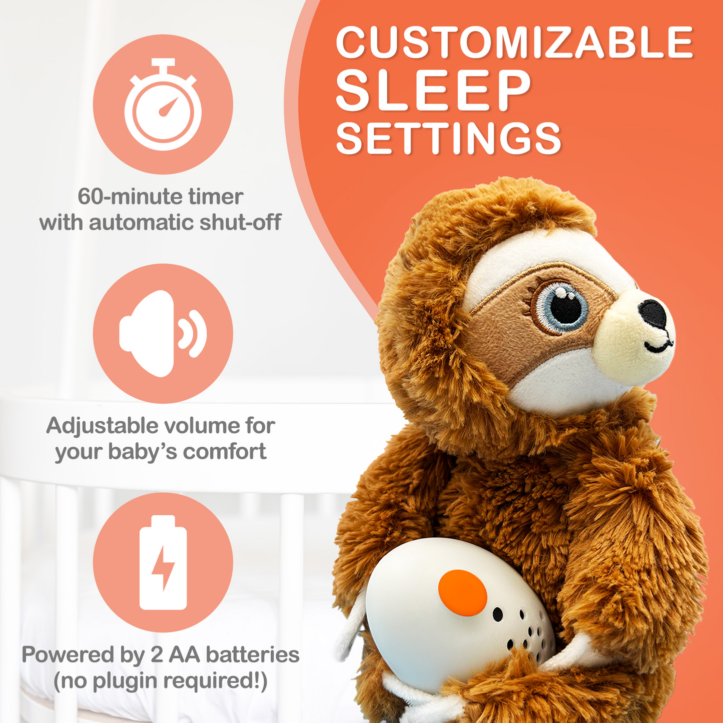 Baby Shusher Sloth Plush Sound Machine