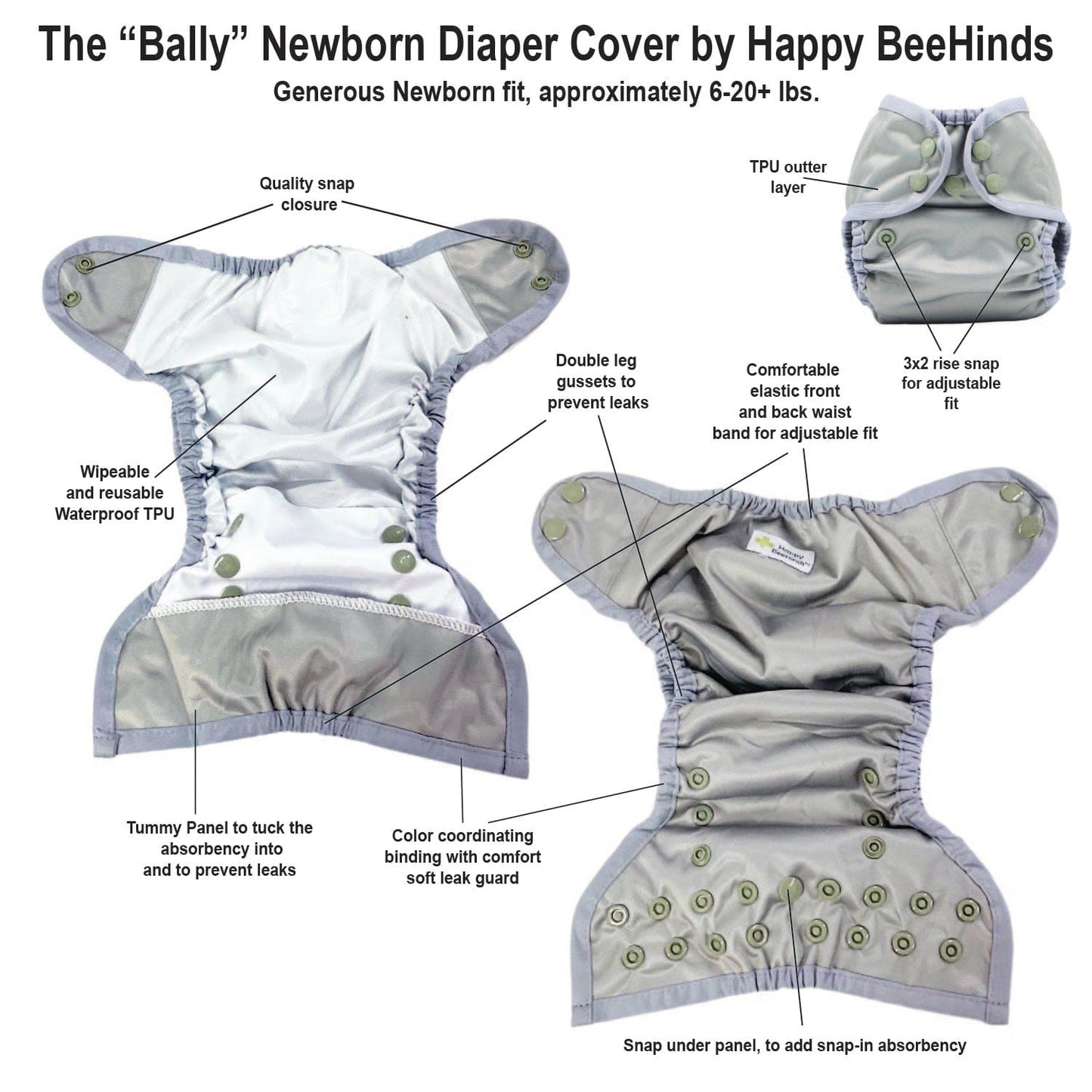 The "Bally"  Newborn Diaper Cover by Happy BeeHinds - Prints