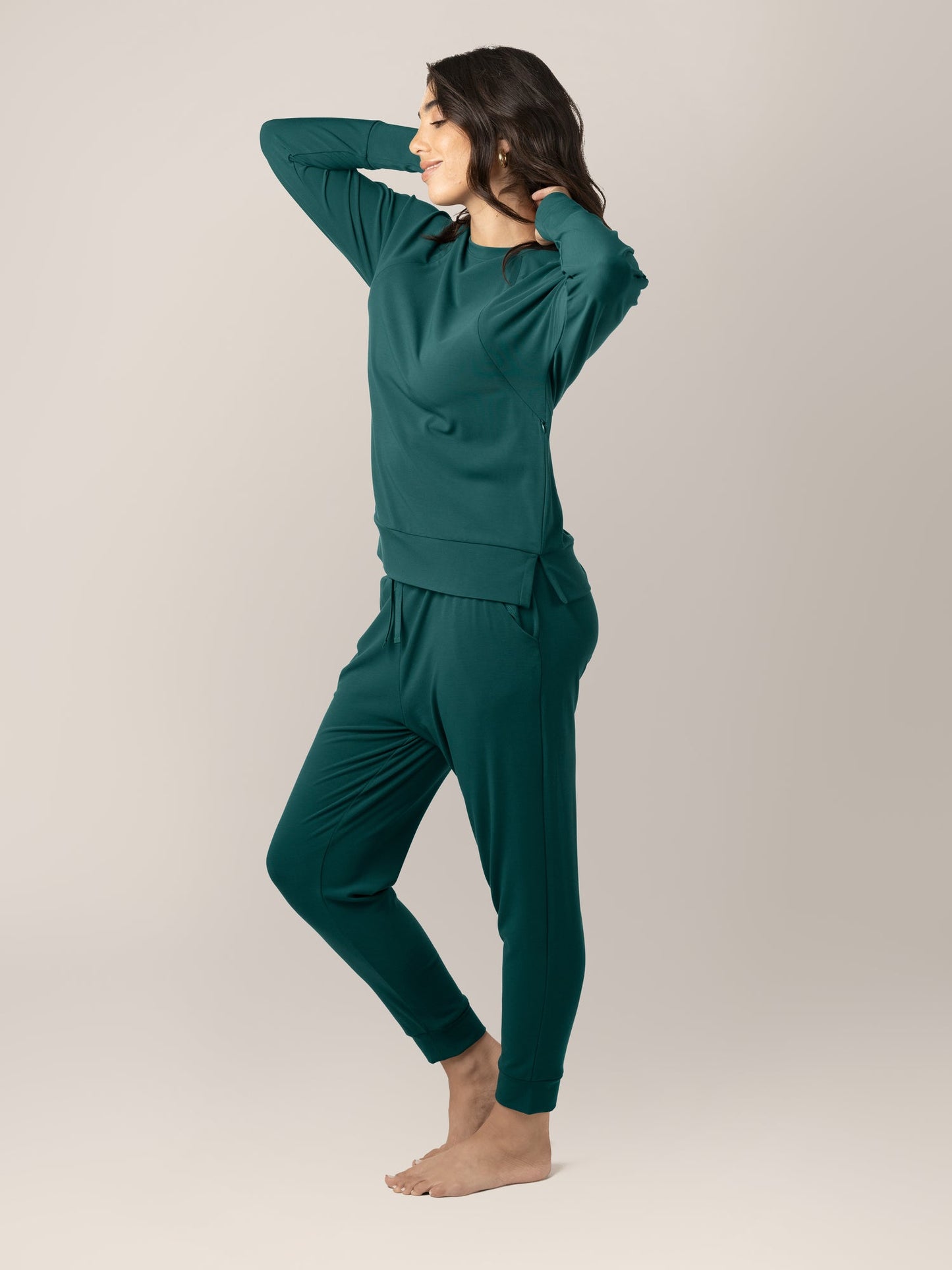 Bamboo Maternity & Nursing Crew Neck Sweatshirt | Evergreen