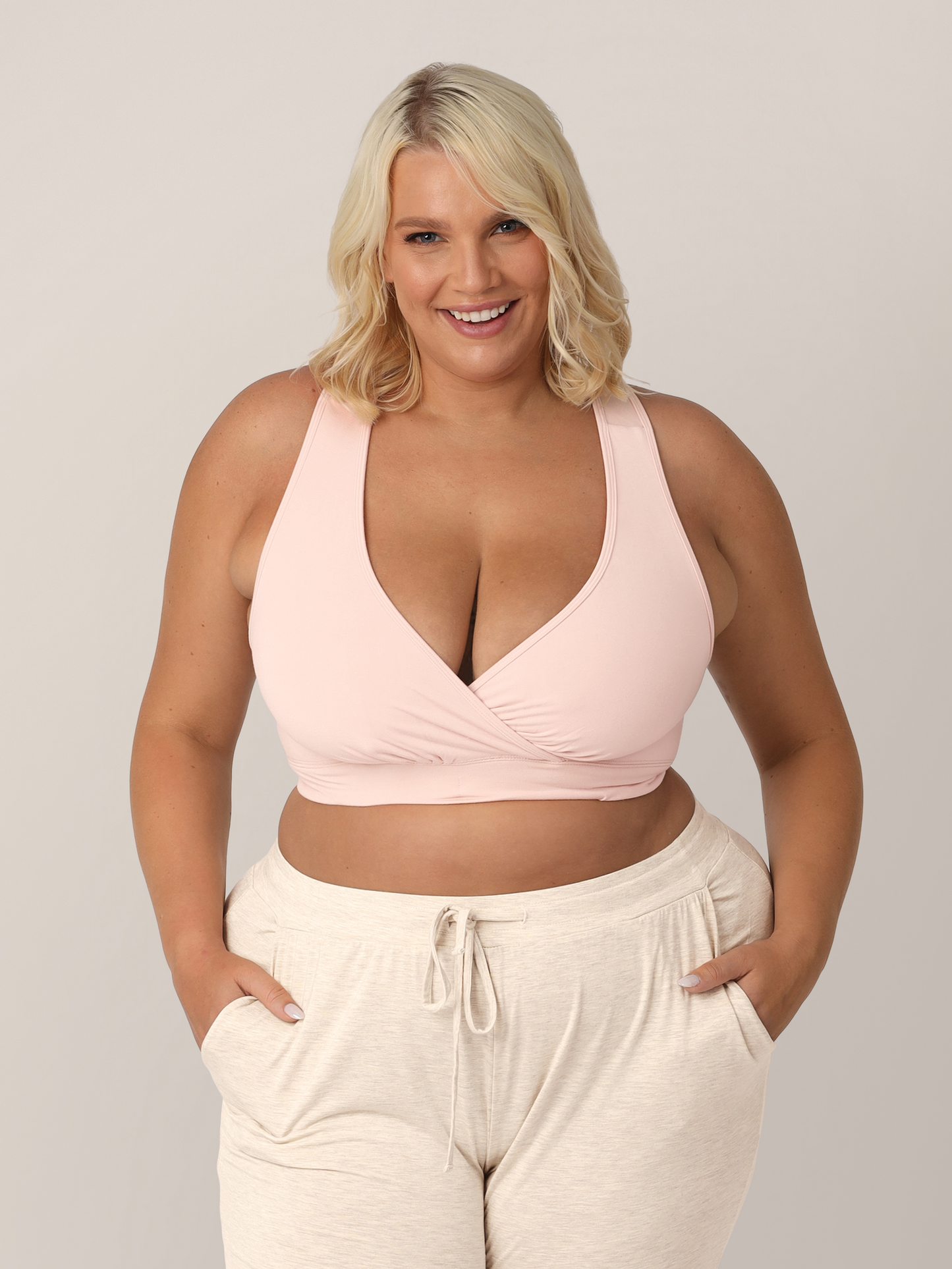 French Terry Racerback Nursing & Sleep Bra | Soft Pink