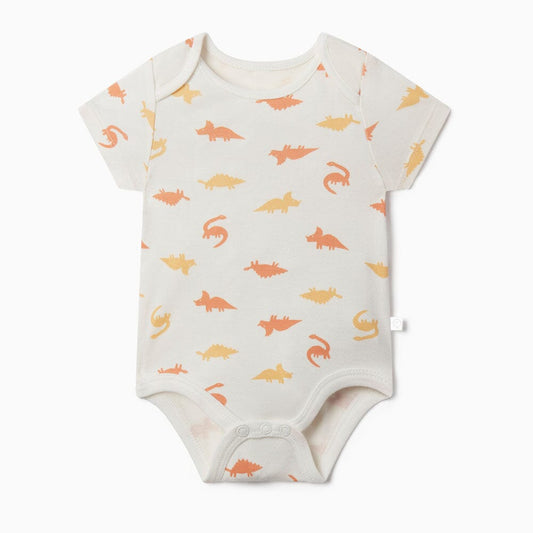 Dino Short Sleeve Bodysuit - Orange Dino