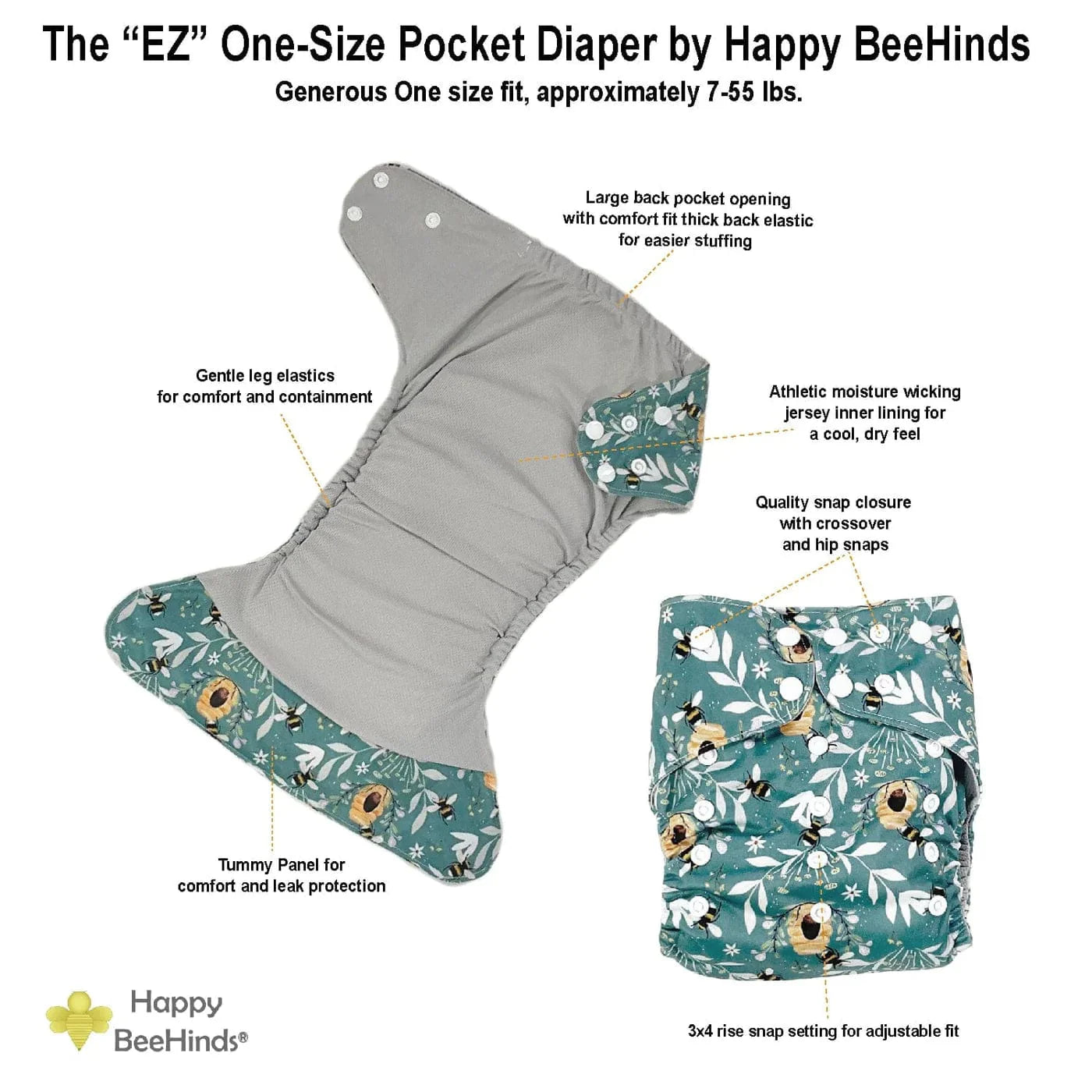 The "EZ" Pocket Diaper by Happy BeeHinds - Creative Collection