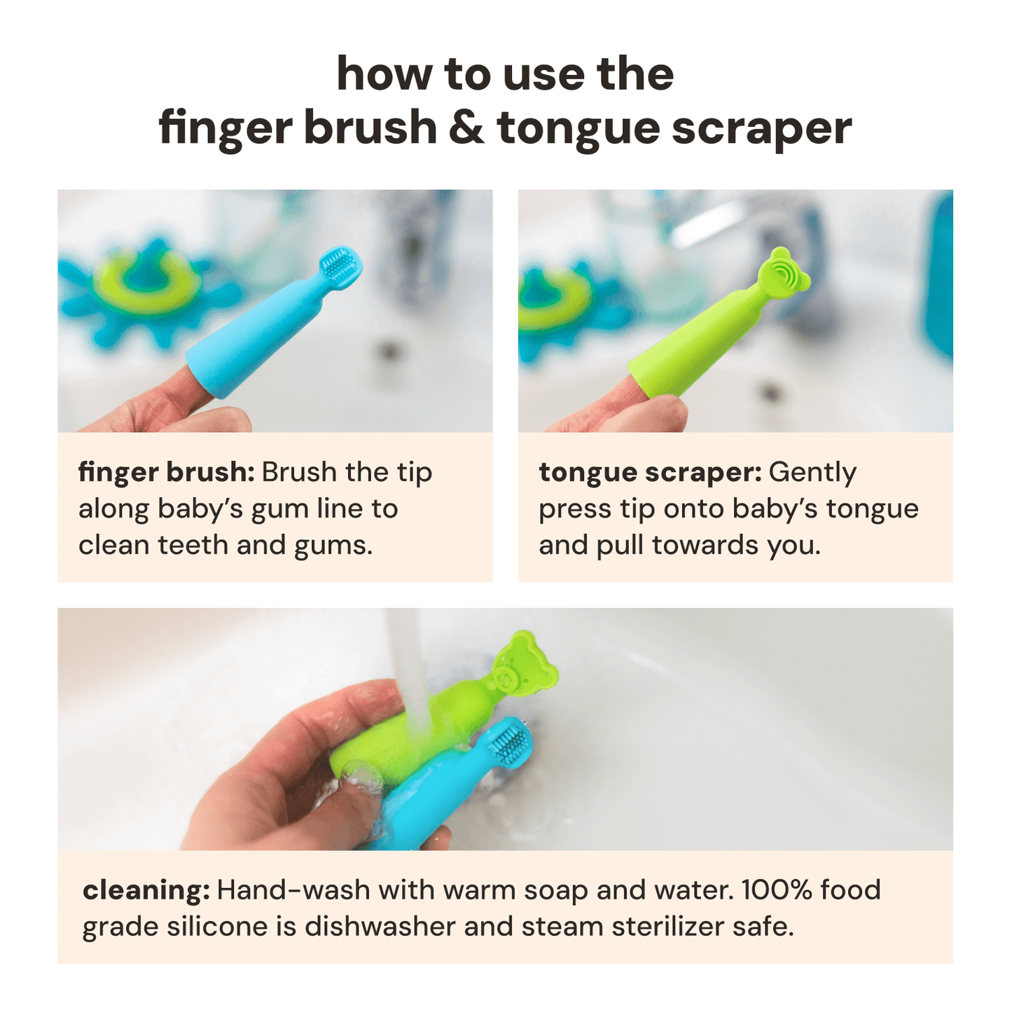 Finger Brush and Tongue Scraper