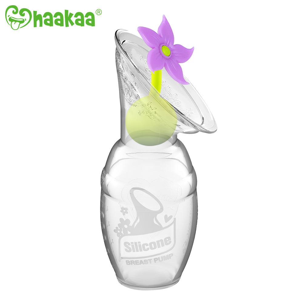 Haakaa Gen 1 Silicone Breast Pump 4 oz and Silicone Flower Stopper Set