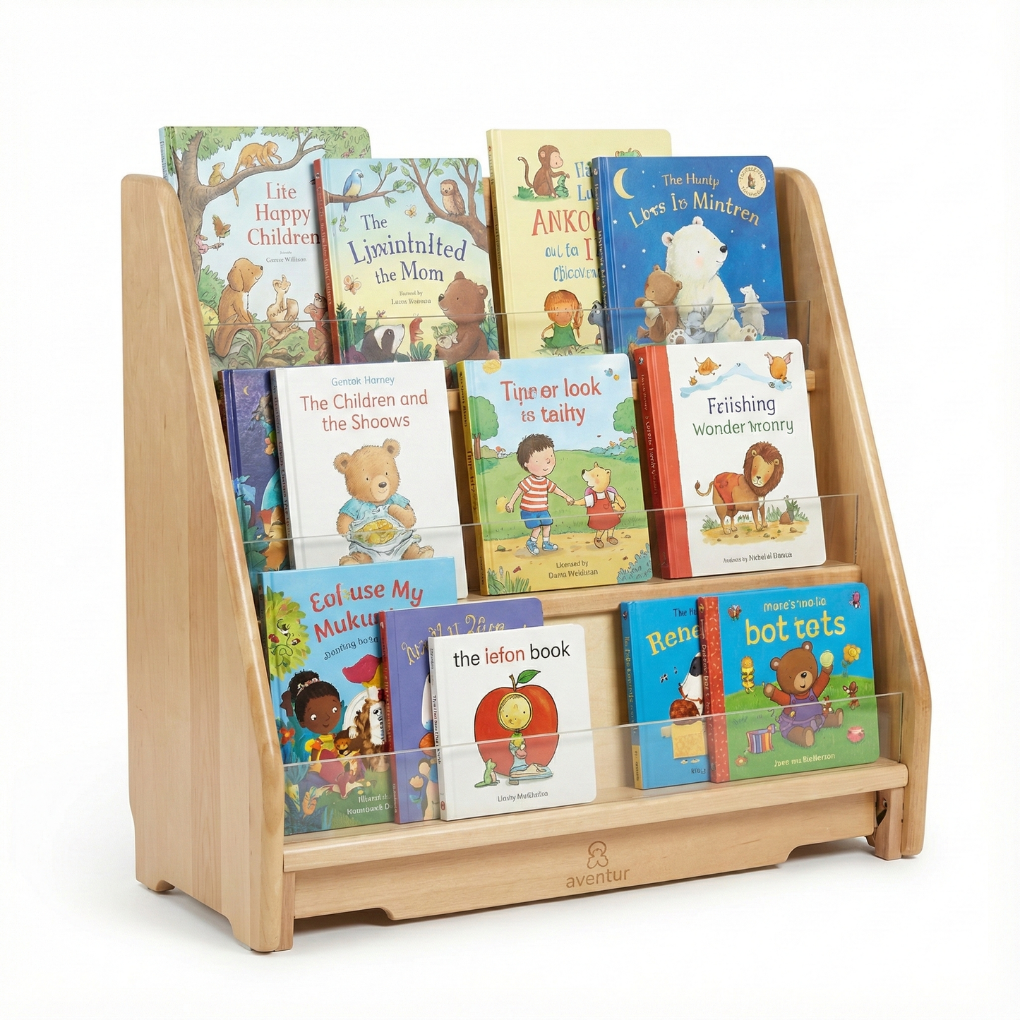 Wooden Classroom Bookshelf – 3 Tier Front-Facing Display | 22.4" H x 25" W x 11" D