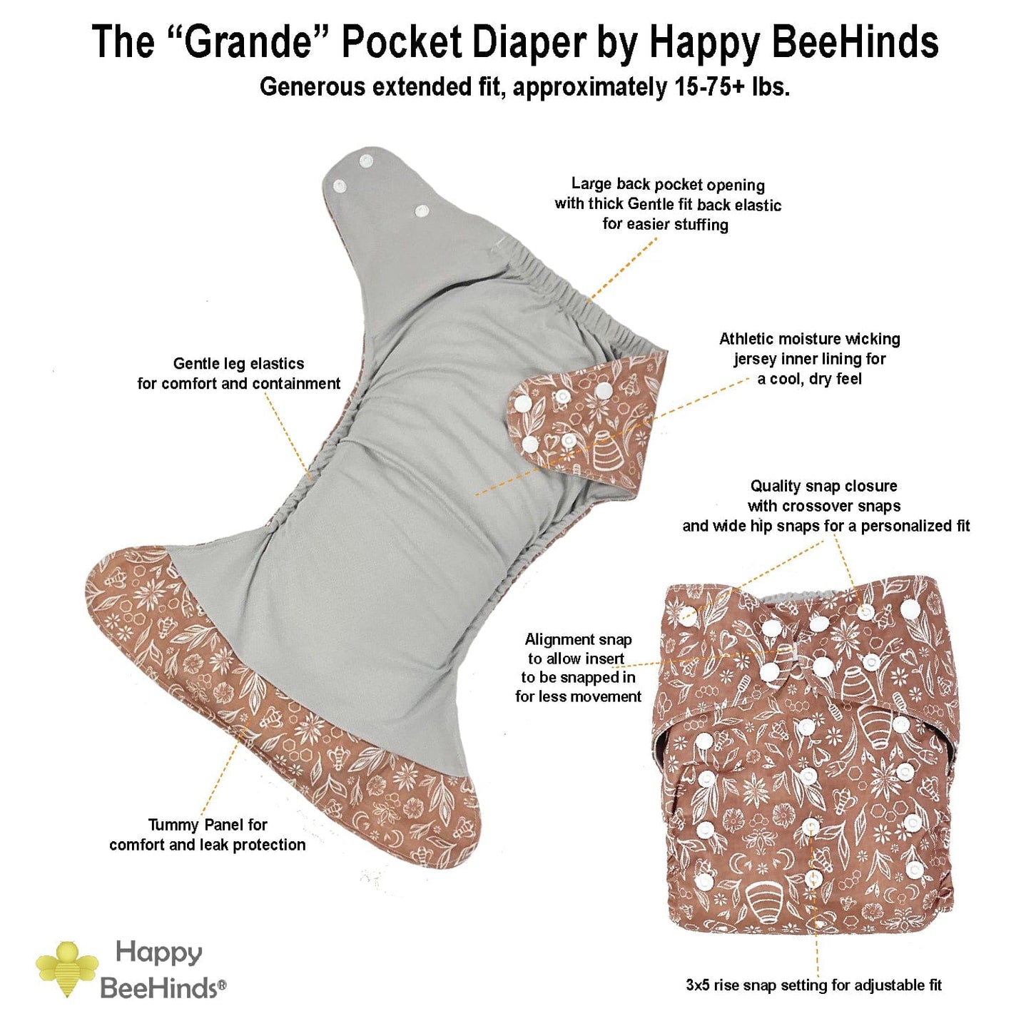 The "Grande" Pocket Diaper by Happy BeeHinds - Creative Collection