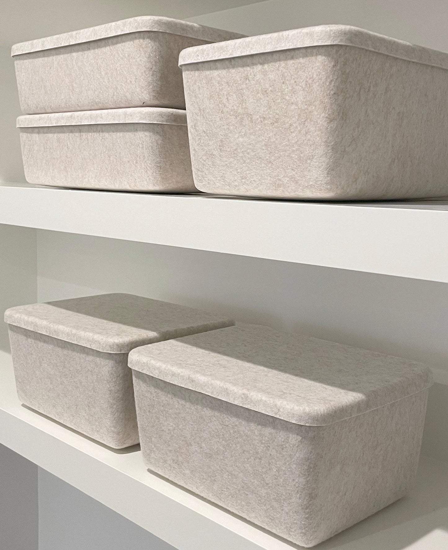 The Sculpted Bin - Wide with Lid | Set of 3