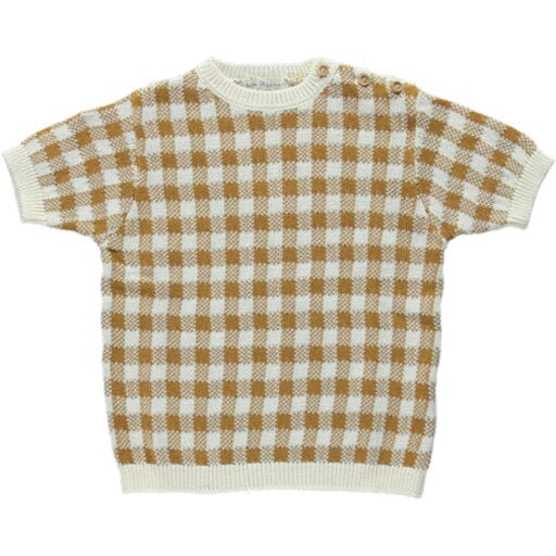 Ian Knit Top - Caramel Gingham - FINAL SALE