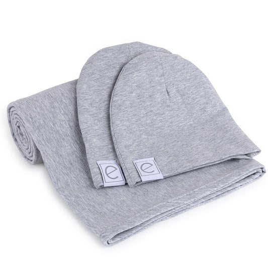 Jersey Knit Cotton Swaddle Blanket and Beanie Gift Set