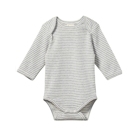 Long Sleeve Bodysuit - Grey Marl Stripe