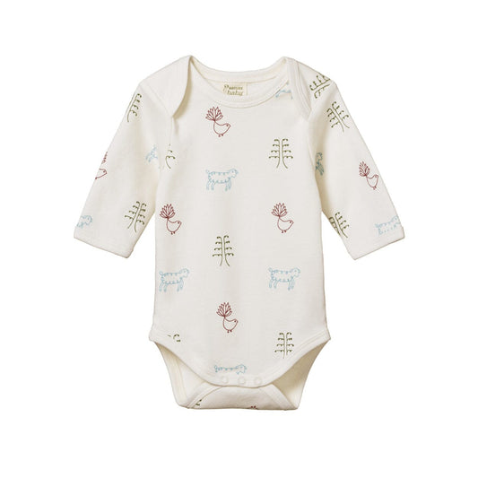 Long Sleeve Bodysuit - Nature Baby Print