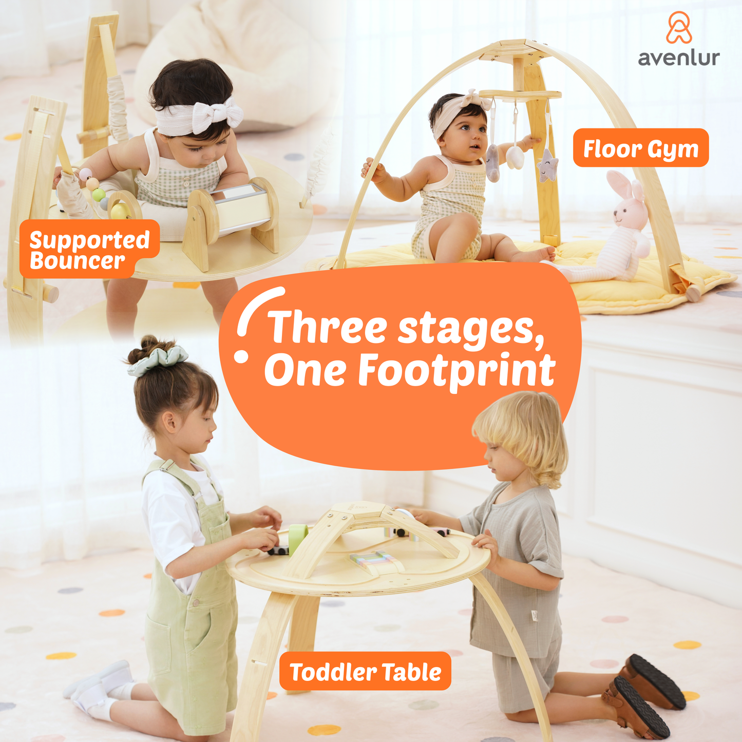 3-in-1 Baby Bouncer, Gym & Toddler Activity Table