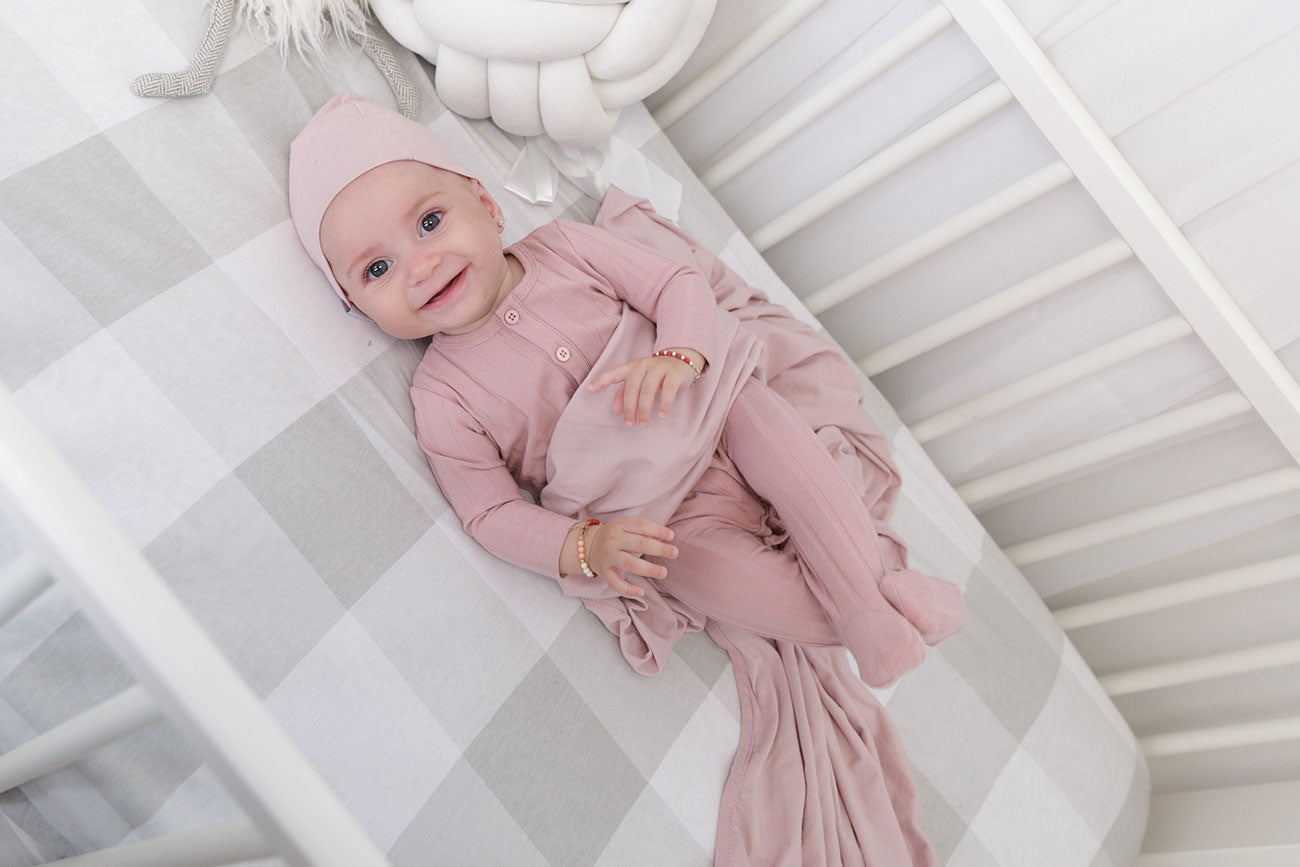 Jersey Knit Cotton Swaddle Blanket and Beanie Gift Set