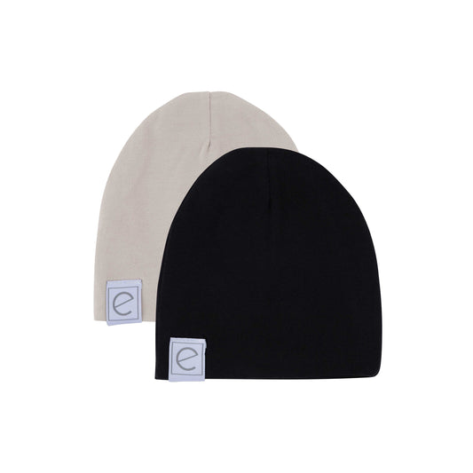 2 Pack Jersey Cotton Beanie Hat Set