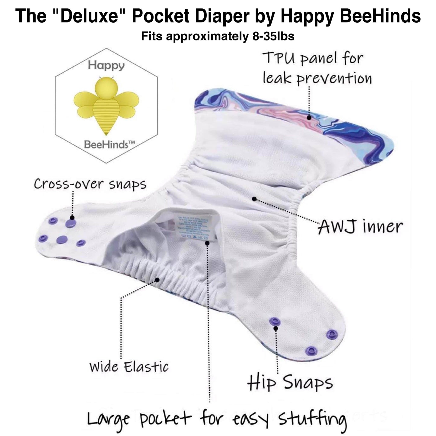 The "Deluxe" Pocket Diaper by Happy BeeHinds Original Collection