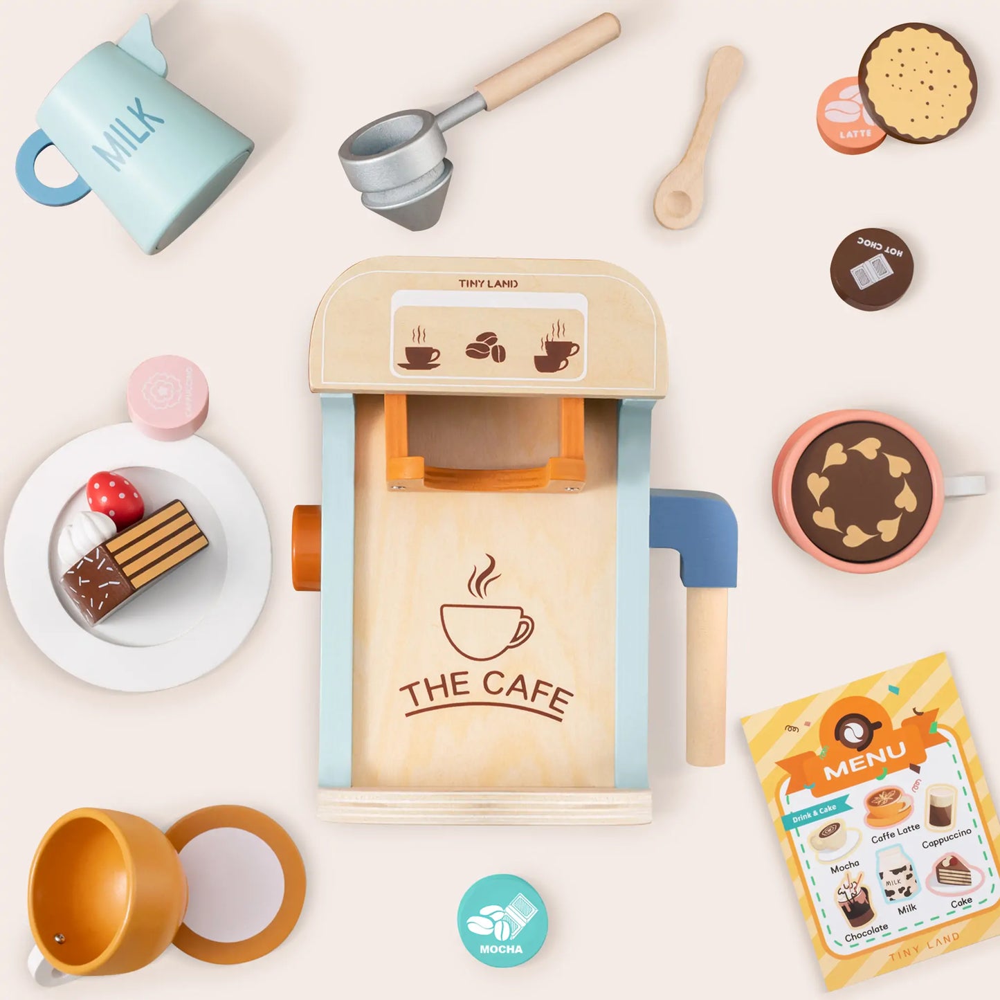 Tiny Land® Wooden Kids Play Coffee Maker Set