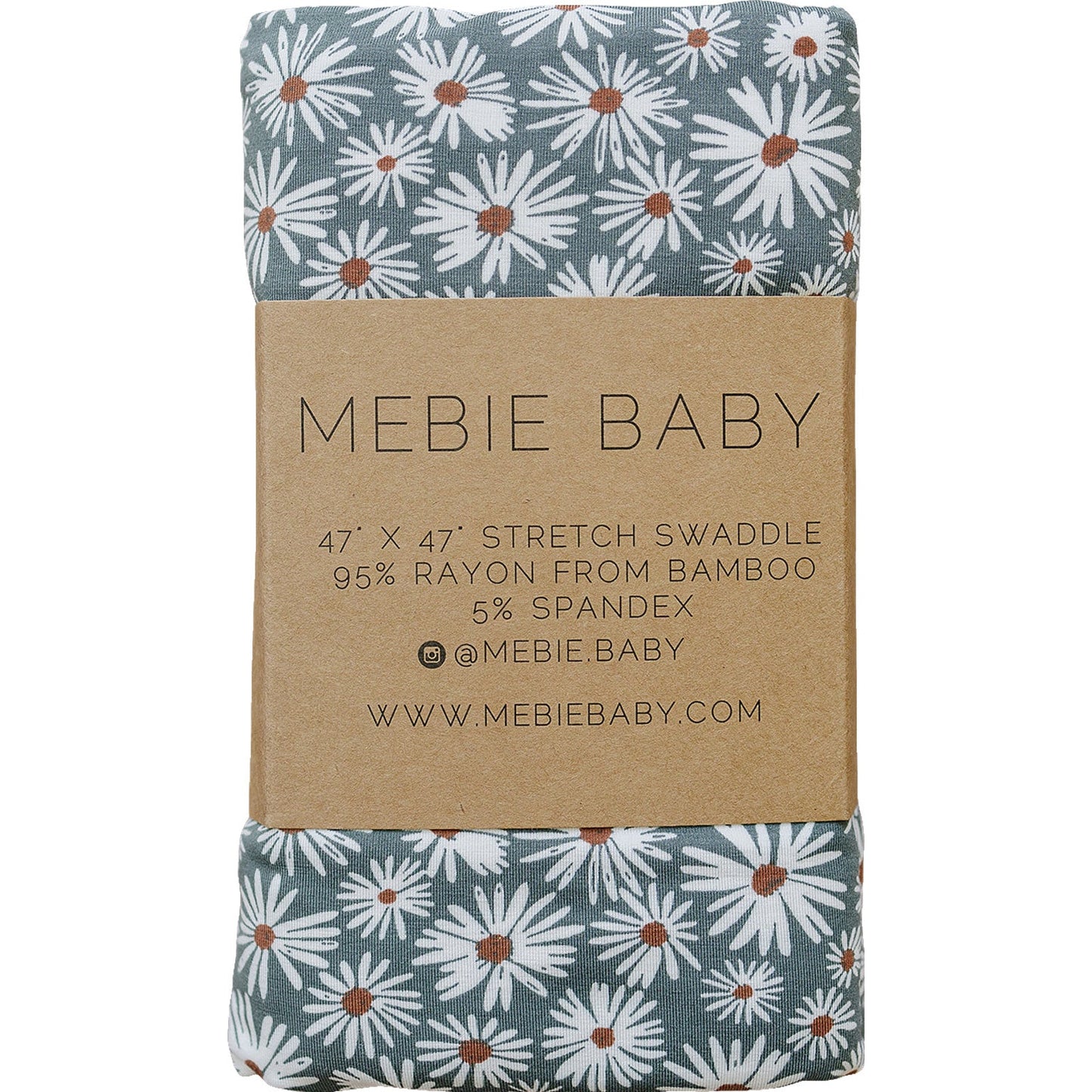 Dark Green Daisy Bamboo Stretch Swaddle