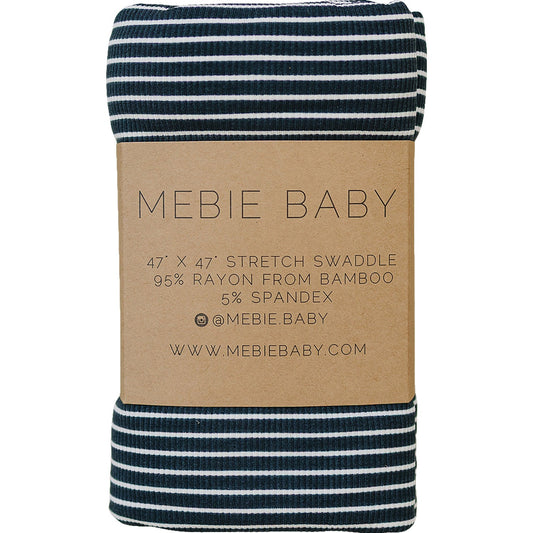 Navy Stripes Ribbed Bamboo Stretch Swaddle