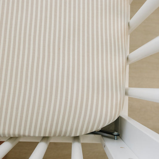 Taupe Stripe Ribbed Bamboo Stretch Crib Sheet