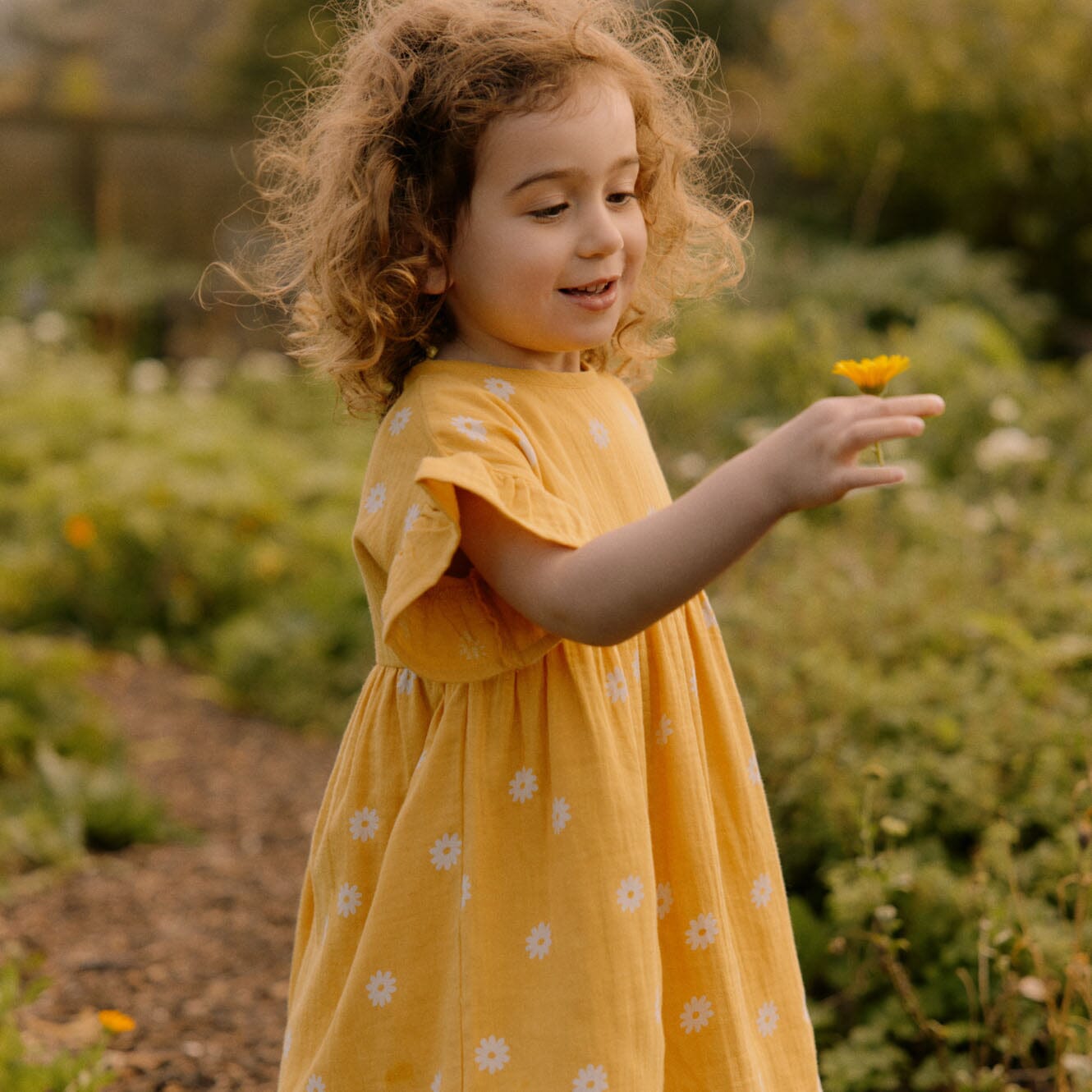 Clara Dress - Chamomile Sunshine Print