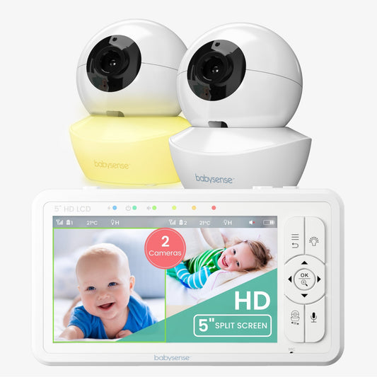 Babysense HD S2: Video Baby Monitor with 2 Cameras, Non Wifi, Split Screen & Night Light Machine